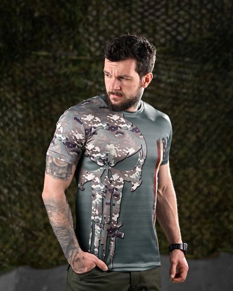 Тактична футболка Punisher USA з принтом, потовідвідна, 100% поліестер, Collmax 85566 L фото