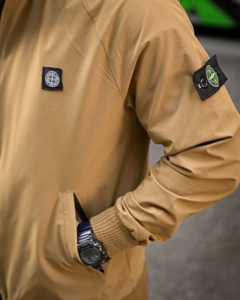 Ветровка Stone Island городская с карманом Coyote, водоотталкивающая, эластичная ткань T800 S 92195 S фото