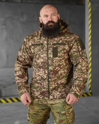 Тактична куртка софтшел Masad Хижак весняна з велкро панелями та стяжками на поясі 85653 S фото