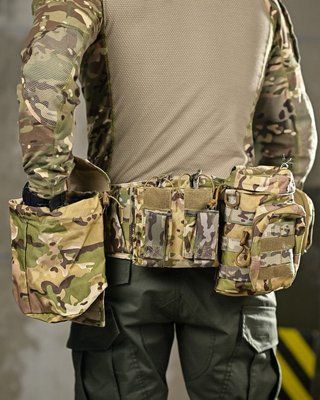 Тактический разгрузочный пояс YAKEDA Desert Multicam с подсумками MOLLE для АК и пистолетных магазинов 91916 фото