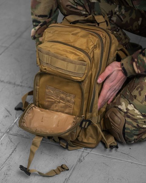 Тактичний штурмовий рюкзак Indestructible Койот водозахисний з системою MOLLE для міста та походу 16879 фото