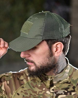 Тактическая бейсболка Олива с сеткой регулируемая хлопок ная вр4352 13849 фото