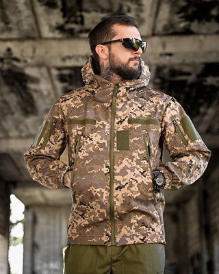 Тактична весняна куртка Masad Піксель SoftShell водовідштовхувальна вітронепроникна 12777 S фото