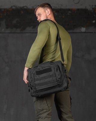 Тактическая сумка административная SKG Black с системой Molle для военных и охраны 89651 фото