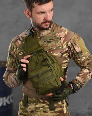 Тактична нагрудна сумка Triada Койот нейлон 1000D з блискавкою та регульованими ременями 12290 фото