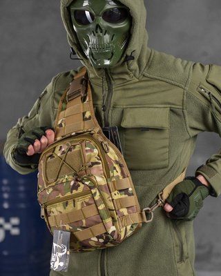 Тактична сумка-слинг Silver Knight Мультикам 7л Molle для полювання, риболовлі, туризму, пейнтболу 85748 фото