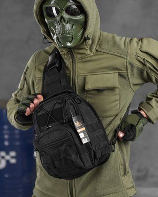 Тактична сумка-слинг Silver Knight 7л Black Molle тактичний рюкзак для полювання та туризму 15867 фото
