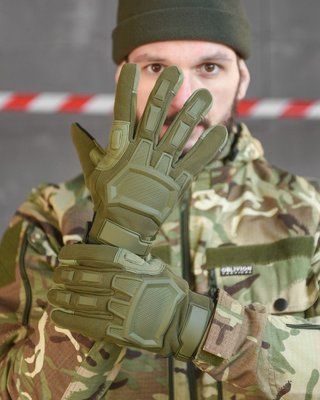 Тактичні рукавички Mechanix M-Pact Олива захист від ударів сенсорні вставки 13426 L фото