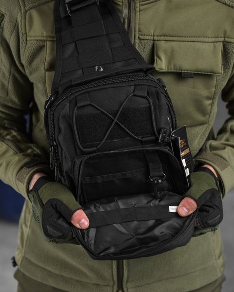 Тактична сумка-слинг Silver Knight 7л Black Molle тактичний рюкзак для полювання та туризму 15867 фото