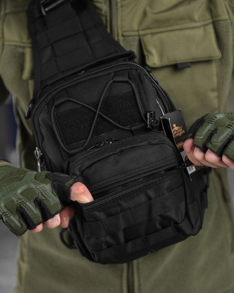 Тактична сумка-слинг Silver Knight 7л Black Molle тактичний рюкзак для полювання та туризму 15867 фото