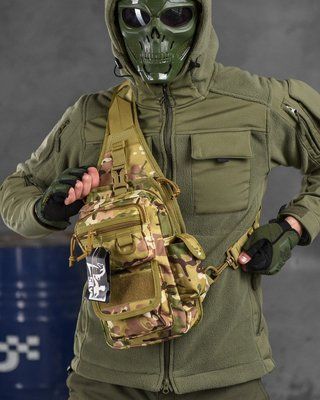 Тактичний однолямковий рюкзак Silver Knight Mtk хакі для полювання, риболовлі, туризму 85749 фото