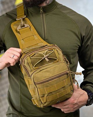 Тактическая нагрудная сумка X-TACTICAL 50413 Койот через плечо нейлоновая 93105 фото