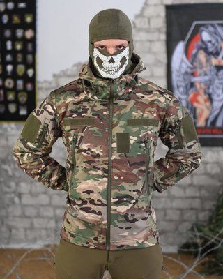 Тактична куртка софтшелл Recruit Мультикам водовідштовхувальна з липучками та затяжками на поясі 88491 S фото