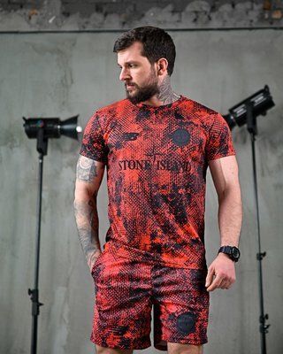 Летний комплект Stone Island X New Balance красный coolmax полиэстер оригинал 87501 S фото